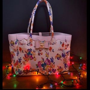 Betsey Johnson White Flowery Large Tote Bag!